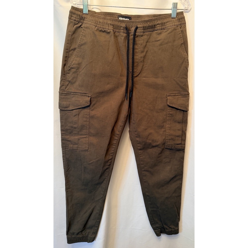 RSQ Men's Jogger Cargo Pants Size Medium Brown Cotton Stretch Elastic Waist